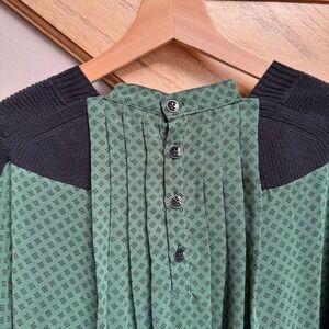 CAbi Womens Mixed Media Sweater Tunic Top M Style 3520 Boho Career Artsy Funky